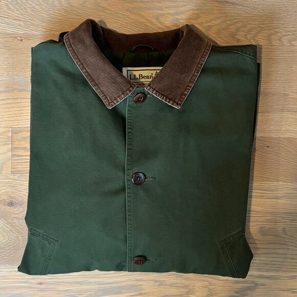 VTG 90s LL Bean Field Barn Jacket Canvas Coat Flannel Lined Green Mens Size XL - Picture 8 of 8